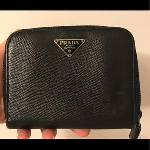 Prada Saffiano Leather zip around wallet